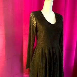 Size S lace black cocktail dress. Over the knee. Worn once.